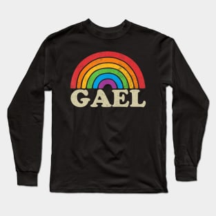 Gael - Retro Rainbow Flag Vintage-Style Long Sleeve T-Shirt